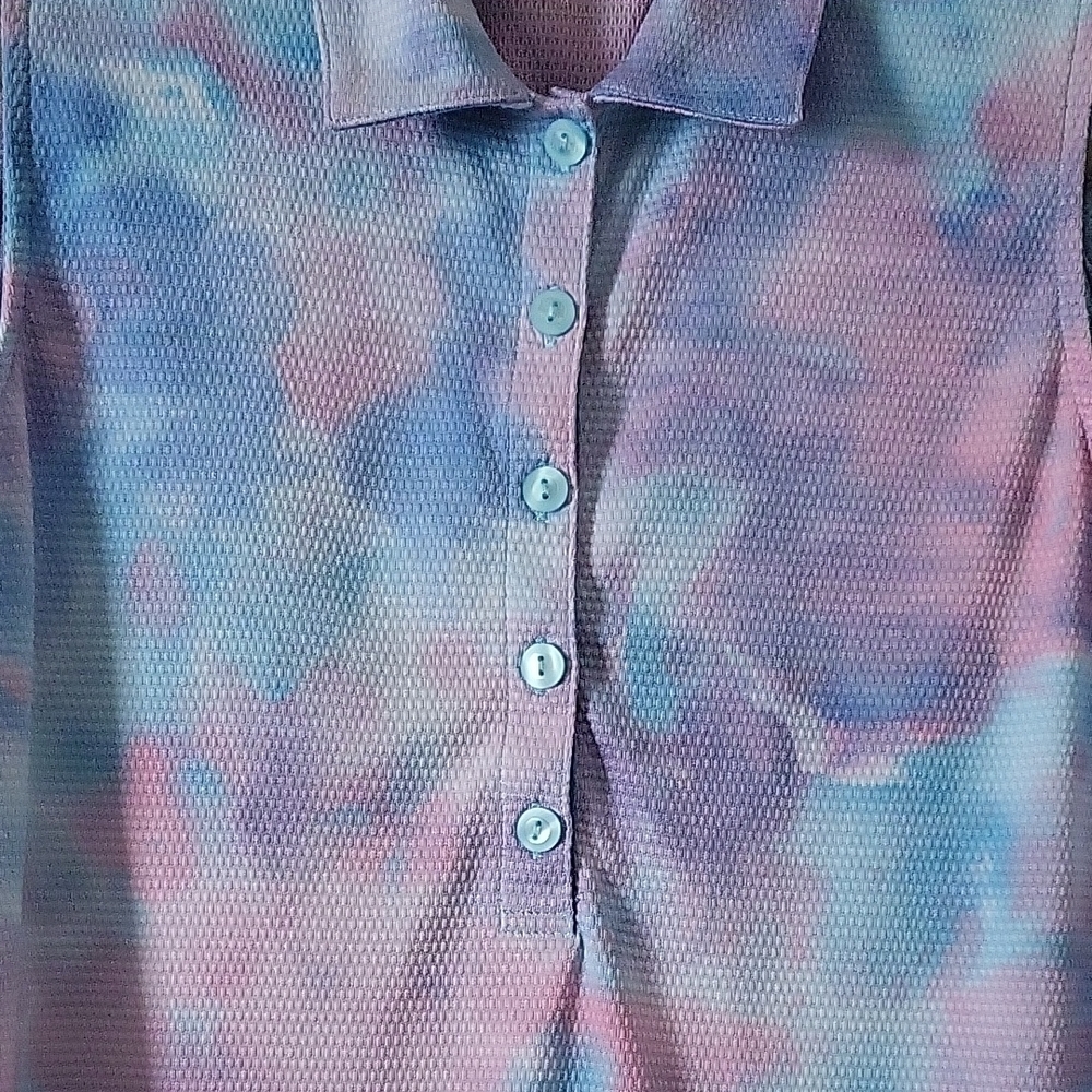 EP New York Women’s Medium Sleeveless Tie-Dye Polo – Pastel Blue & Pink - Picture 7 of 10